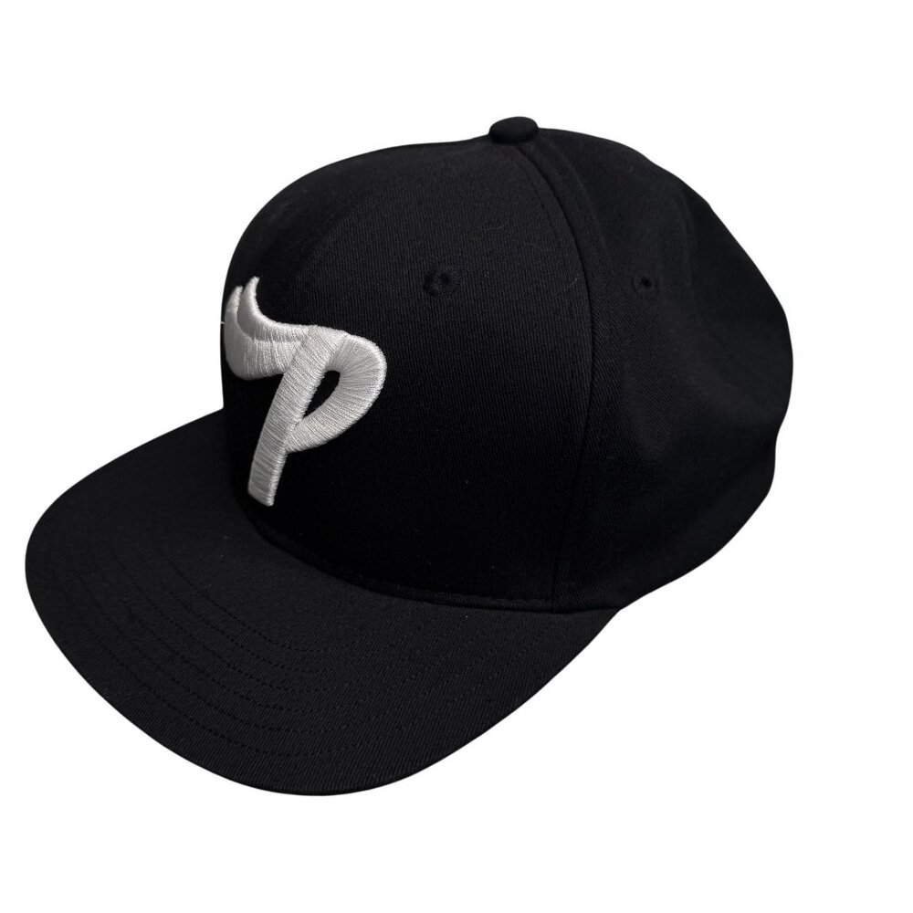 Pink Dolphin Black Snapback Hat With White "P" Embroidery - Picture 2 of 7